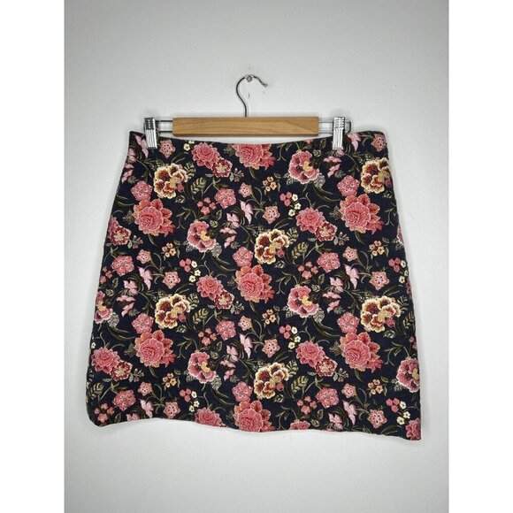 LOFT Floral Blue Pink Tapestry Pencil Spring Skirt Size 8 - Picture 2 of 11